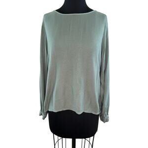 Cloth & Stone Light Green Back Button Down Long Sleeve Shirt Top Blouse M Medium